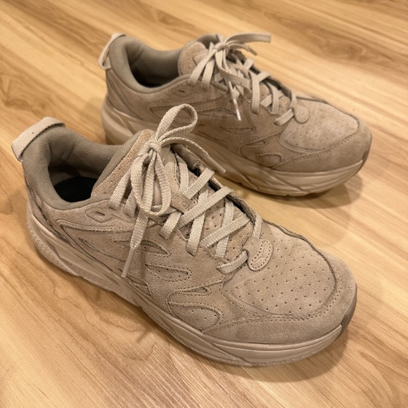Hoka Clifton L Suede Sneakers, women’s size 8.5, color: shifting sand/dune - Picture 3 of 10